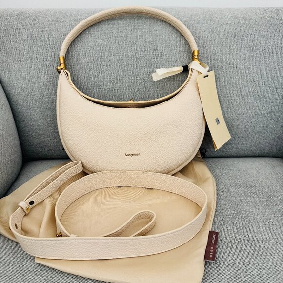 NEW Songmont inspired Luna convertible hobo purse crossbody Ivory crescent purse - Picture 9 of 10